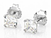 Strontium Titanate rhodium over sterling silver stud earrings 2.80ctw