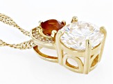 And Hessonite Garnet With White Zircon 18k Yellow Gold Over Silver Pendant ctw