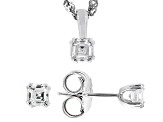 Strontium Titanate rhodium over sterling silver stud earrings and pendant set 1.20ctw