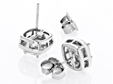 Strontium Titanate and white zircon rhodium over sterling silver earrings 2.96ctw.