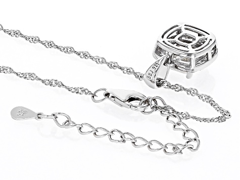 Strontium Titanate and white zircon rhodium over sterling silver pendant 3.63ctw.