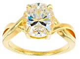 Candlelight strontium titanate 18k yellow gold over sterling silver solitaire ring 4.25ct