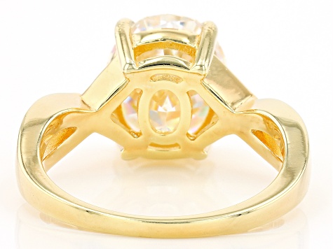 Candlelight strontium titanate 18k yellow gold over sterling silver solitaire ring 4.25ct