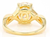 Candlelight strontium titanate 18k yellow gold over sterling silver solitaire ring 4.25ct