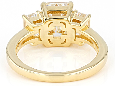 strontium titanate 18k yellow gold over sterling silver 3 stone ring 4.70ctw
