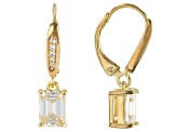 Strontium Titanate and white zircon 18k yellow gold over sterling silver earrings 2.67ctw