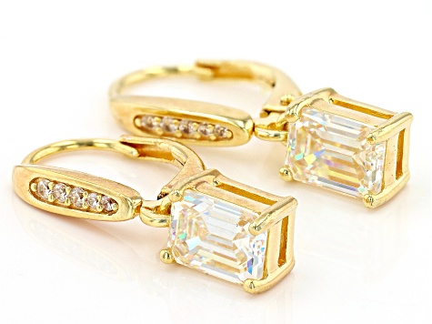 Fabulite Strontium Titanate and white zircon 18k yellow gold over sterling silver earrings 2.67ctw
