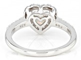 Strontium Titanate And White Zircon Rhodium Over Sterling Silver Heart Ring 1.75ctw