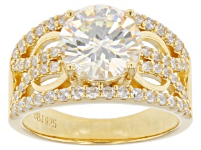 Candlelight Strontium Titanate And White Zircon 18k Yellow Gold Over Silver Ring 4.28ctw