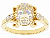 Candlelight Strontium Titanate And White Zircon 18k Yellow Gold Over Silver Ring 3.44ctw