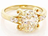 Candlelight Strontium Titanate And White Zircon 18k Yellow Gold Over Silver Ring 3.44ctw