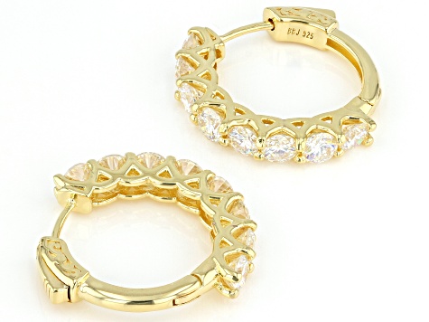 Strontium Titanate 18k Yellow Gold Over Silver Hoop Earrings 5.60ctw