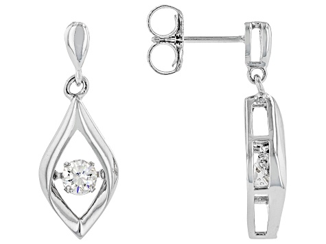 Strontium Titanate Rhodium Over Sterling Silver Dancing Earrings .70ctw ...