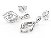 Strontium Titanate Rhodium Over Sterling Silver Dancing Earrings .70ctw