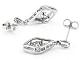 Strontium Titanate Rhodium Over Sterling Silver Dancing Earrings .70ctw