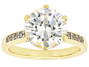 Fabulite Strontium Titanate And White Zircon 18k Yellow Gold Over Sterling Silver Ring 4.79ctw.