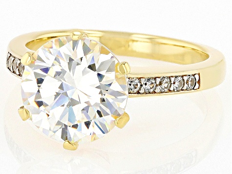 Strontium Titanate And White Zircon 18k Yellow Gold Over Sterling Silver Ring 4.79ctw.