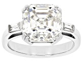 Strontium Titanate And White Zircon Rhodium Over Sterling Silver Ring 6.48ctw.