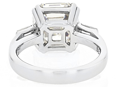 Strontium Titanate And White Zircon Rhodium Over Sterling Silver Ring 6.48ctw.