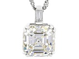 Strontium Titanate And White Zircon Rhodium Over Sterling Silver Pendant 6.36ctw.