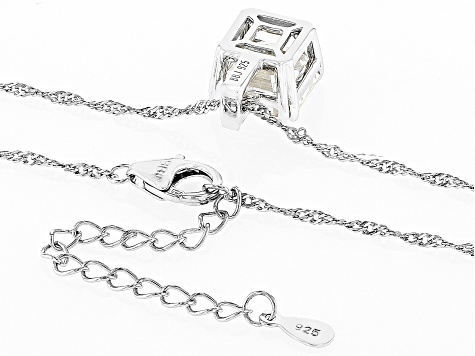 Strontium Titanate And White Zircon Rhodium Over Sterling Silver Pendant 6.36ctw.