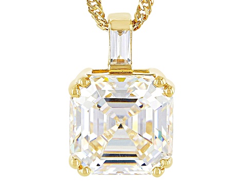 Strontium Titanate And White Zircon 18k Yellow Gold Over Sterling Silver Pendant 6.36ctw.