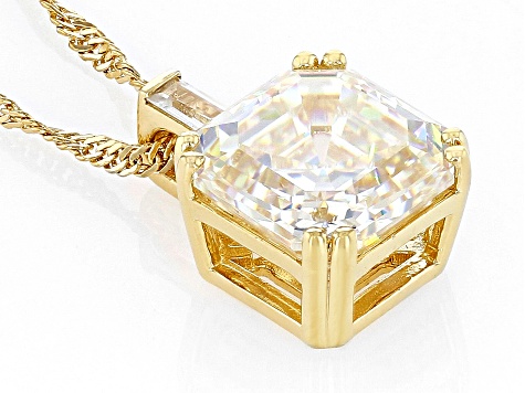 Strontium Titanate And White Zircon 18k Yellow Gold Over Sterling Silver Pendant 6.36ctw.