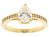 Strontium Titanate And White Zircon 18k Yellow Gold Over Sterling Silver Ring 1.41ctw.