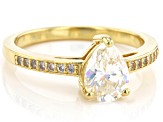 Strontium Titanate And White Zircon 18k Yellow Gold Over Sterling Silver Ring 1.41ctw.