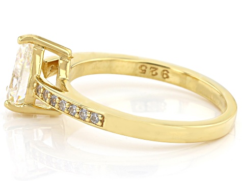 Strontium Titanate And White Zircon 18k Yellow Gold Over Sterling Silver Ring 1.41ctw.