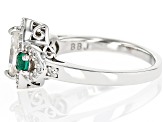 Strontium Titanate & Lab Created Emerald with White Zircon Rhodium Over Silver Ring 1.01ctw