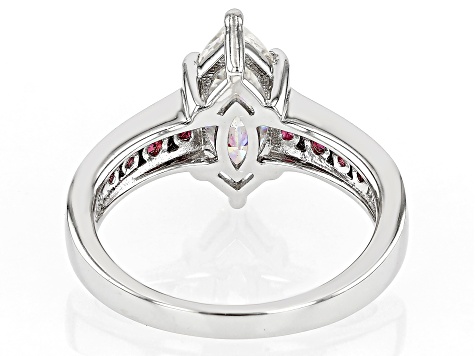 Lab Created Strontium Titanate rhodium over silver ring 2.57