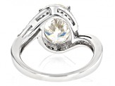 Strontium Titanate And White Zircon Rhodium Over Sterling Silver Ring 4.55ctw