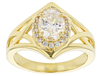 Picture of Strontium Titanate And White Zircon 18k Yellow Gold Over Silver Ring 1.76ctw