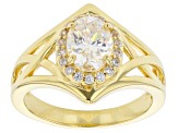 Strontium Titanate And White Zircon 18k Yellow Gold Over Silver Ring 1.76ctw