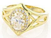 Strontium Titanate And White Zircon 18k Yellow Gold Over Silver Ring 1.76ctw