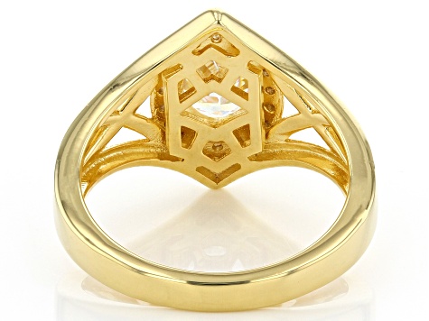 Strontium Titanate And White Zircon 18k Yellow Gold Over Silver Ring 1.76ctw