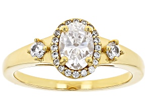 Strontium Titanate And White Zircon 18k Yellow Gold Over Sterling Silver Ring 1.24ctw
