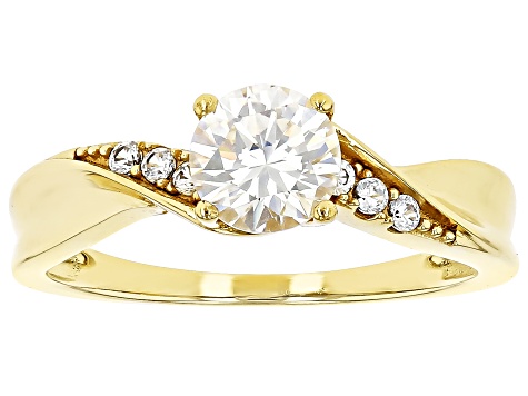 Candlelight Strontium Titanate And White Zircon 18k Yellow Gold Over Silver Ring 1.21ctw