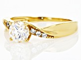 Candlelight Strontium Titanate And White Zircon 18k Yellow Gold Over Silver Ring 1.21ctw