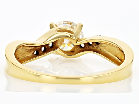 Candlelight Strontium Titanate And White Zircon 18k Yellow Gold Over Silver Ring 1.21ctw