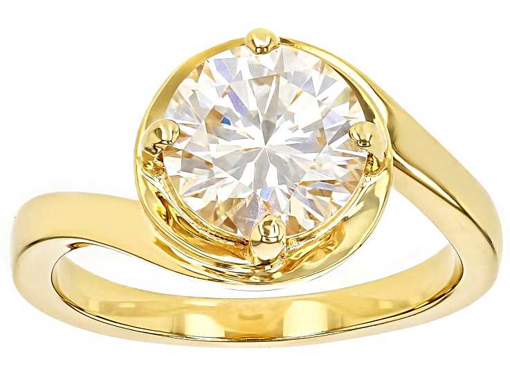 Strontium Titanate 18k Yellow Gold Over Silver Ring 2.85ct