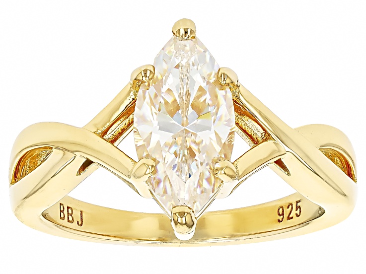 Strontium Titanate 18k Yellow Gold Over Silver Ring 2.25ct
