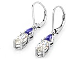 Strontium Titanate And Tanzanite Rhodium Over Silver Earrings 2.84ctw