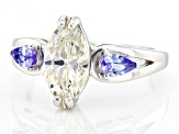 Strontium Titanate And Tanzanite Rhodium Over Silver Ring 2.59ctw