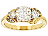 Strontium Titanate And White Zircon 18k Yellow Gold Over Silver Ring 2.27ctw