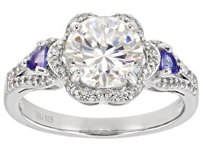 And Tanzanite With White Zircon Rhodium Over Silver Ring 2.97ctw
