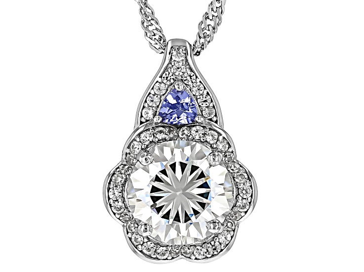 Strontium Titanate, Tanzanite With White Zircon Rhodium Over