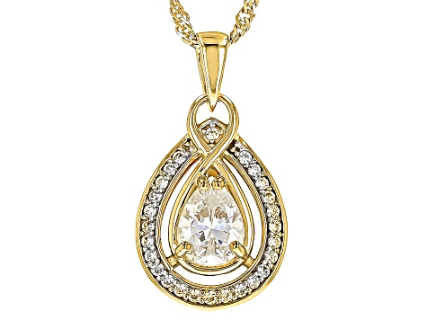 Strontium Titanate And White Zircon 18k Yellow Gold Over Silver Pendant 1.51ctw