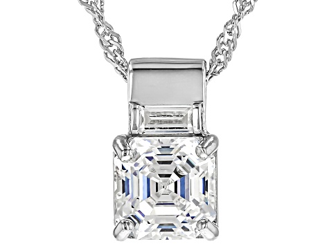 Strontium Titanate And White Zircon Rhodium Over Silver Pendant 2.54ctw